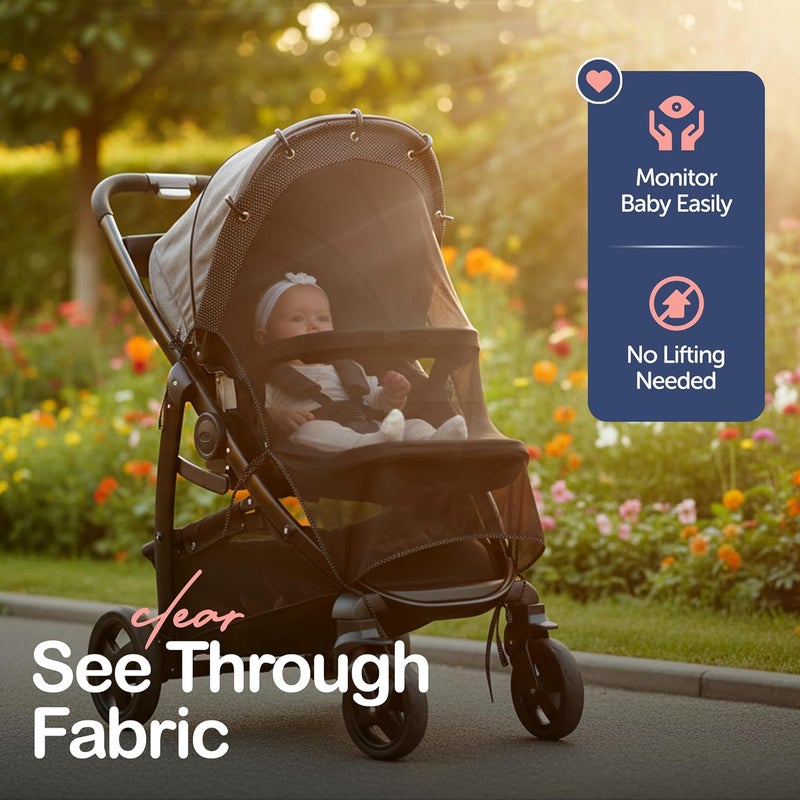 IntiMom Stroller Sun Shade - Universal UV Protection Cover for Strollers Sunshade with See Through, Clip-On Sun Blocker, Sun Shield for Baby, Breathable Adjustable Fit, Full Coverage, X-Large - Image 4